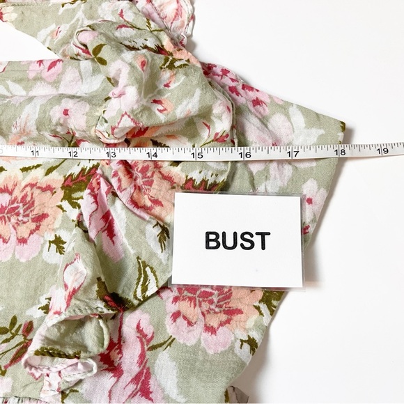En Saison Maris Green Floral Midi Dress Medium tie back ruffle flowy retro sage - Picture 9 of 13